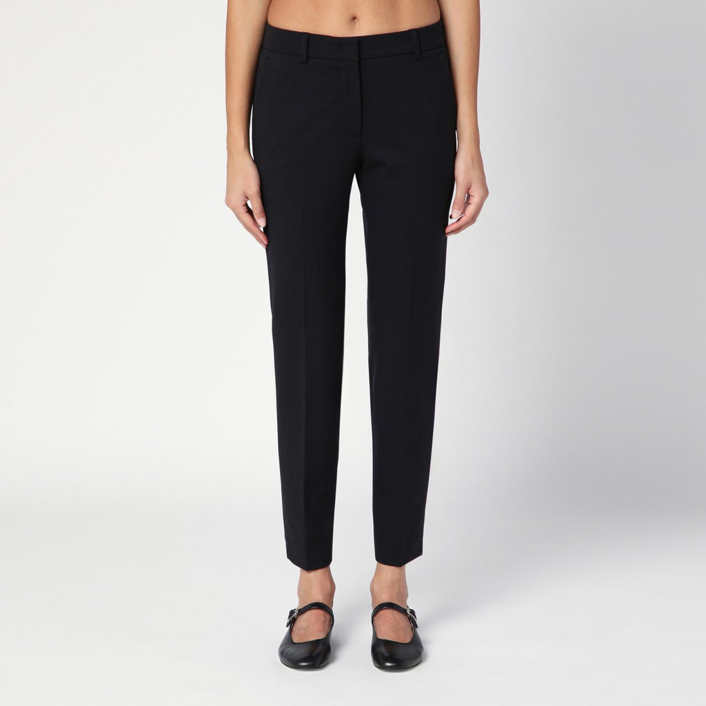 QUELLEDUE Black wool blend slim trousers