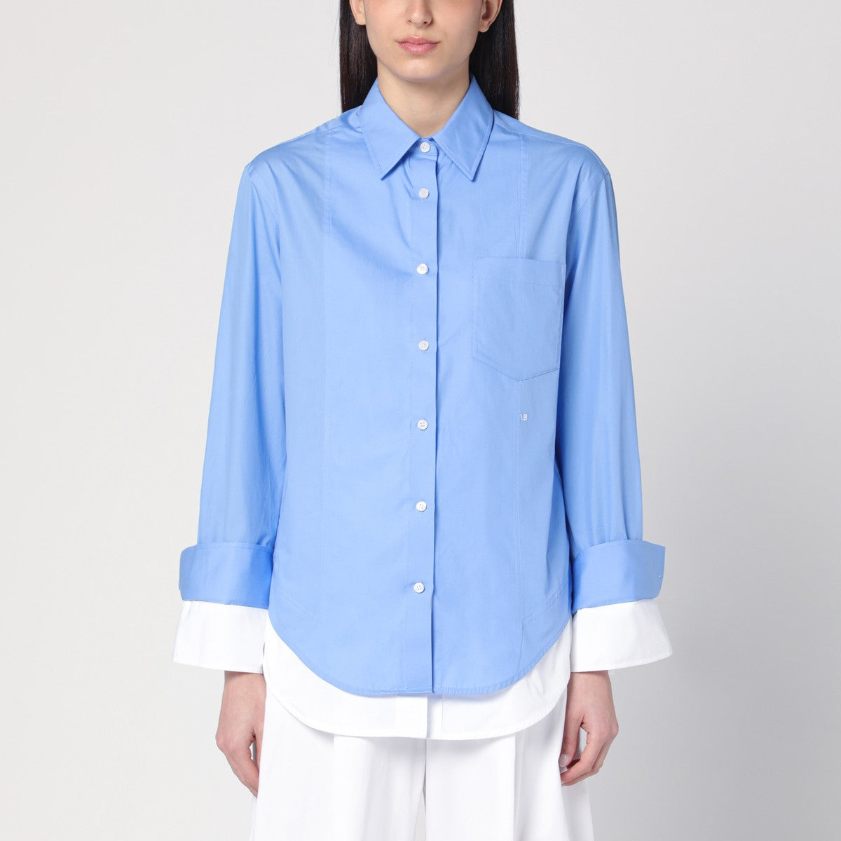 Victoria Beckham Victoria Beckham Double-layer shirt in light blue/white