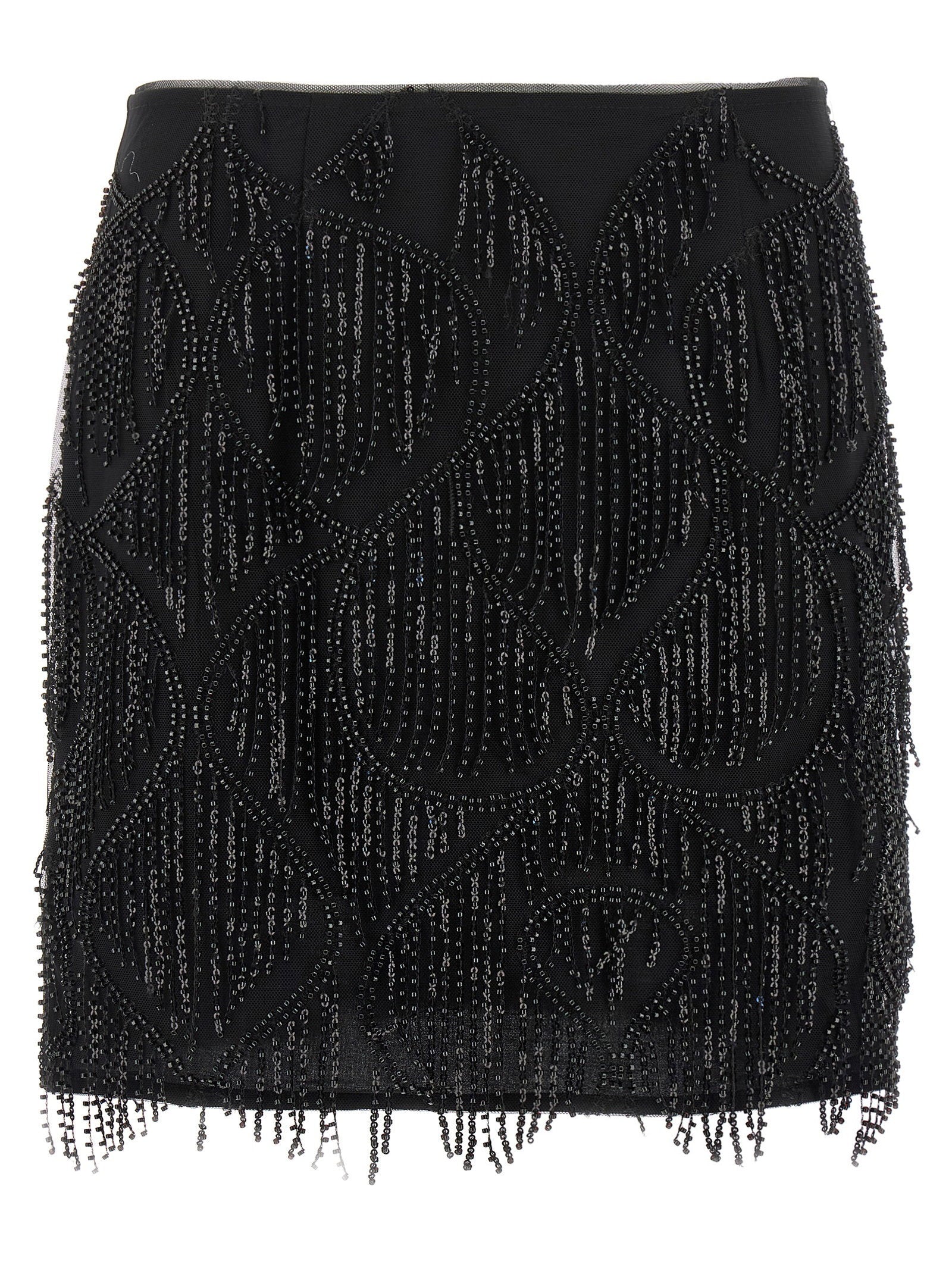 Rotate Birger Christensen Rotate Birger Christensen Beaded Fringed Skirt