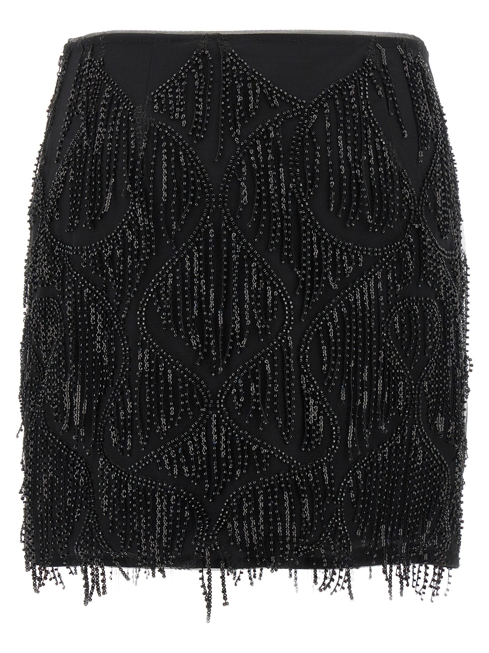 Rotate Birger Christensen Rotate Birger Christensen Beaded Fringed Skirt
