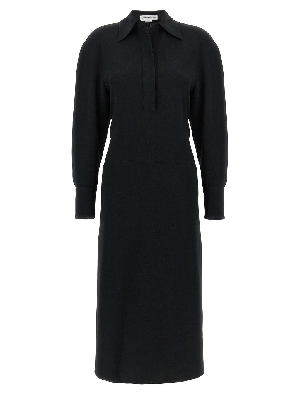 Victoria Beckham Victoria Beckham Long Sleeve Polo Collar Midi Dress
