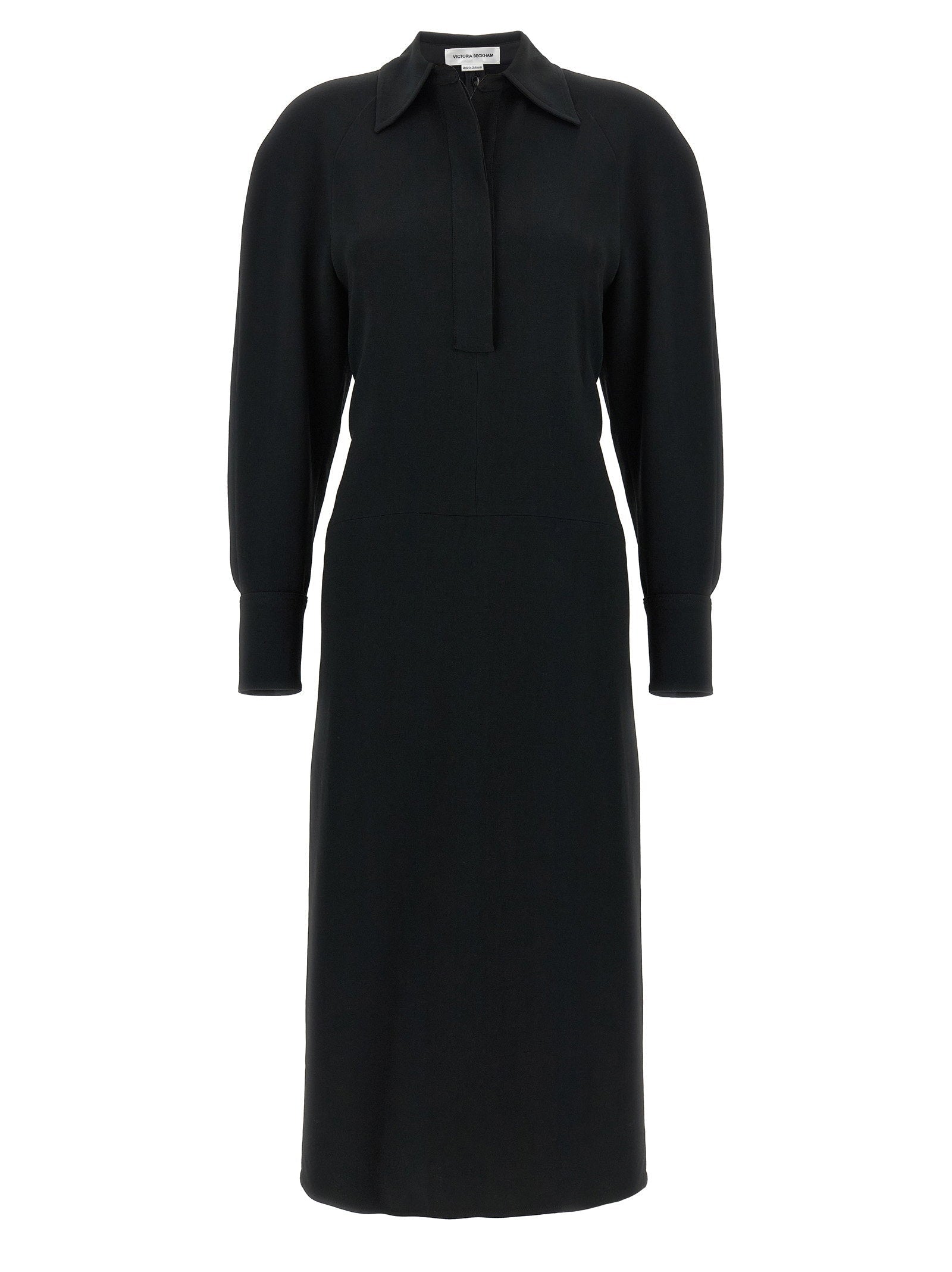 Victoria Beckham Victoria Beckham Long Sleeve Polo Collar Midi Dress