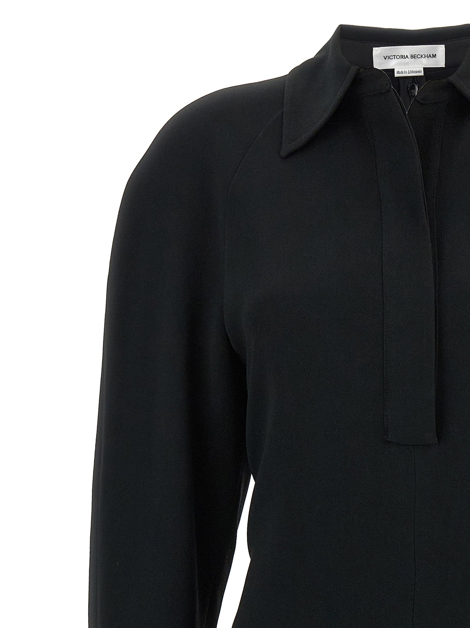 Victoria Beckham Victoria Beckham Long Sleeve Polo Collar Midi Dress