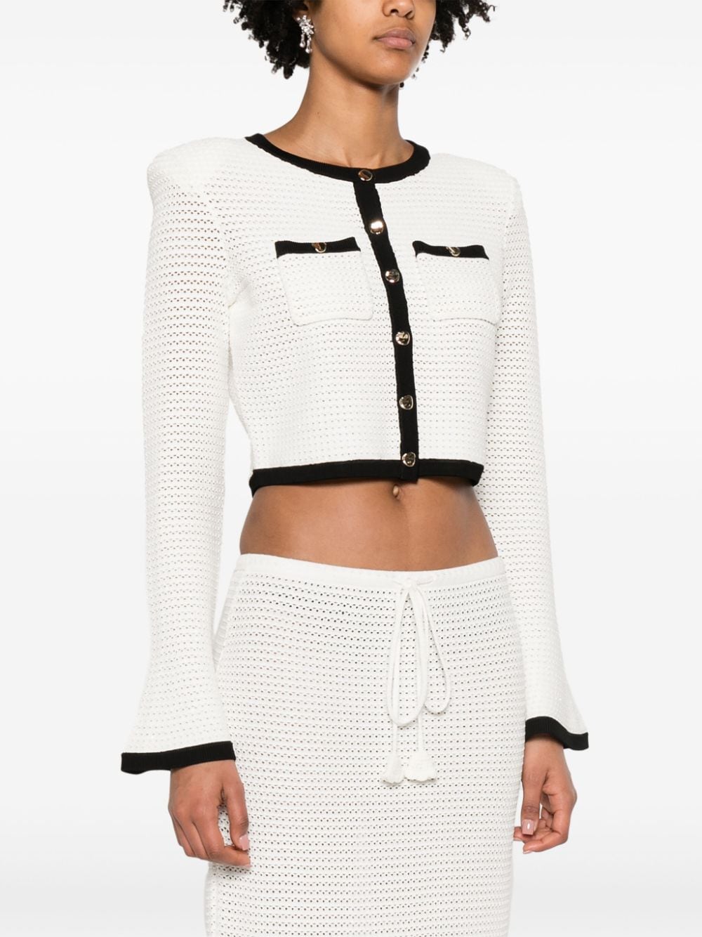 Self-Portrait Self-Portrait Pointelle-knit cropped cardigan