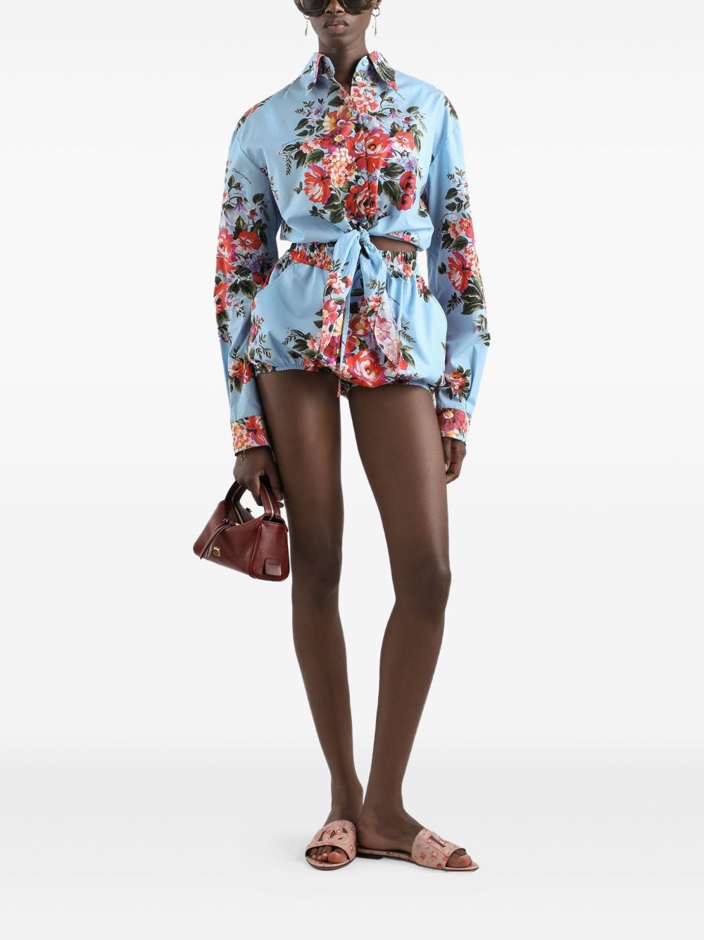 Dolce & Gabbana Dolce & Gabbana-Floral cropped cotton shirt