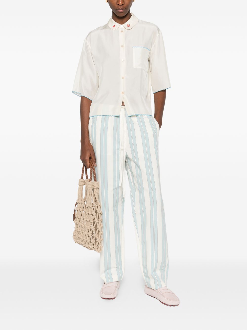 Forte Forte Forte Forte Striped drawstring trousers