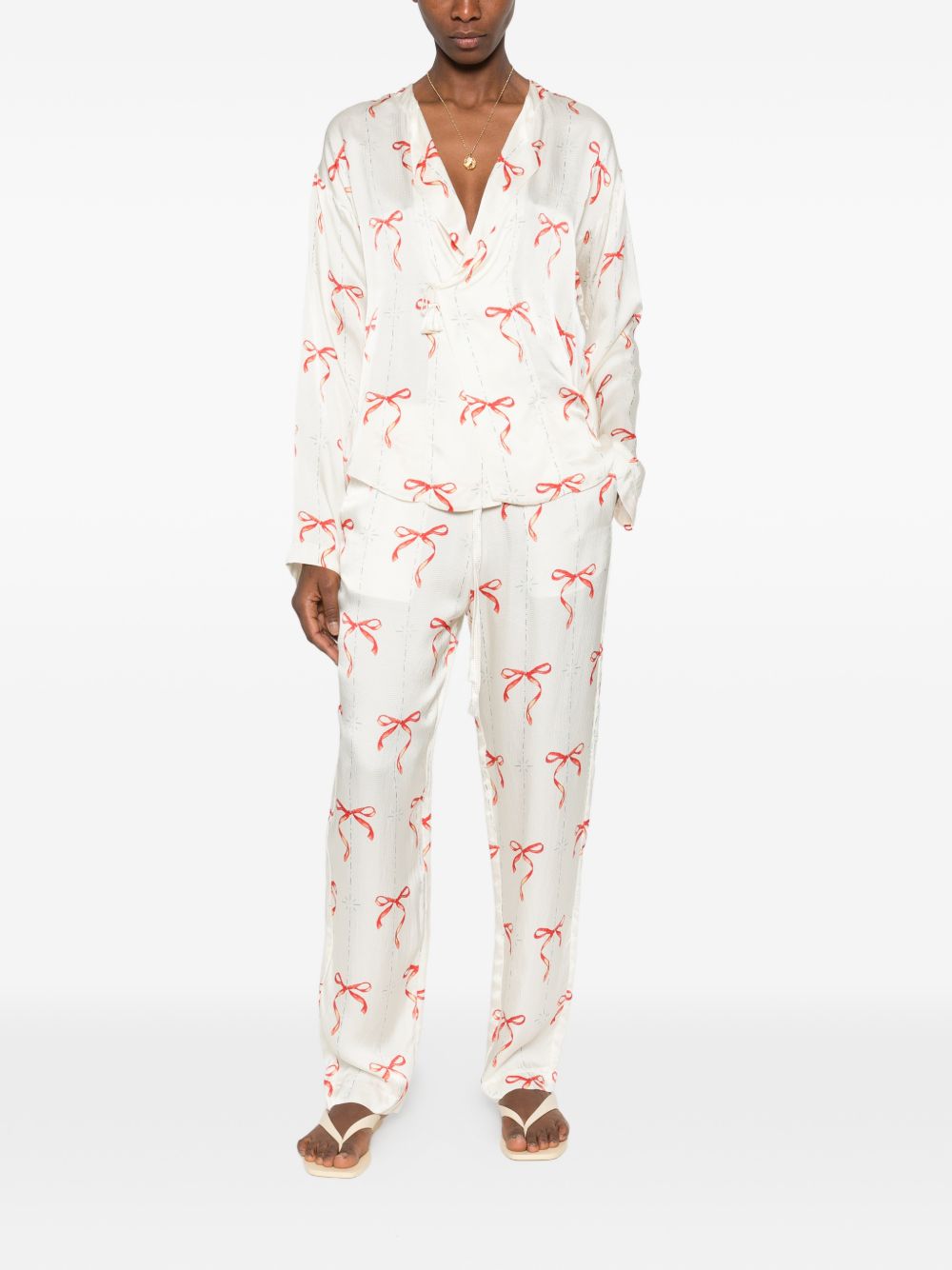 Forte Forte Forte Forte V-neck Printed crossed shirt