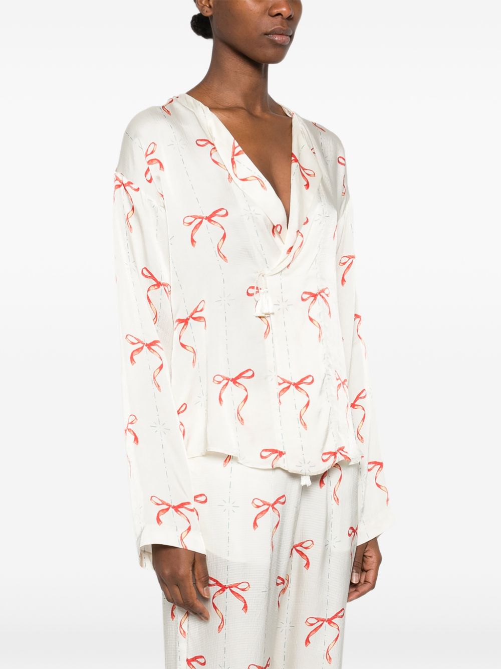 Forte Forte Forte Forte V-neck Printed crossed shirt