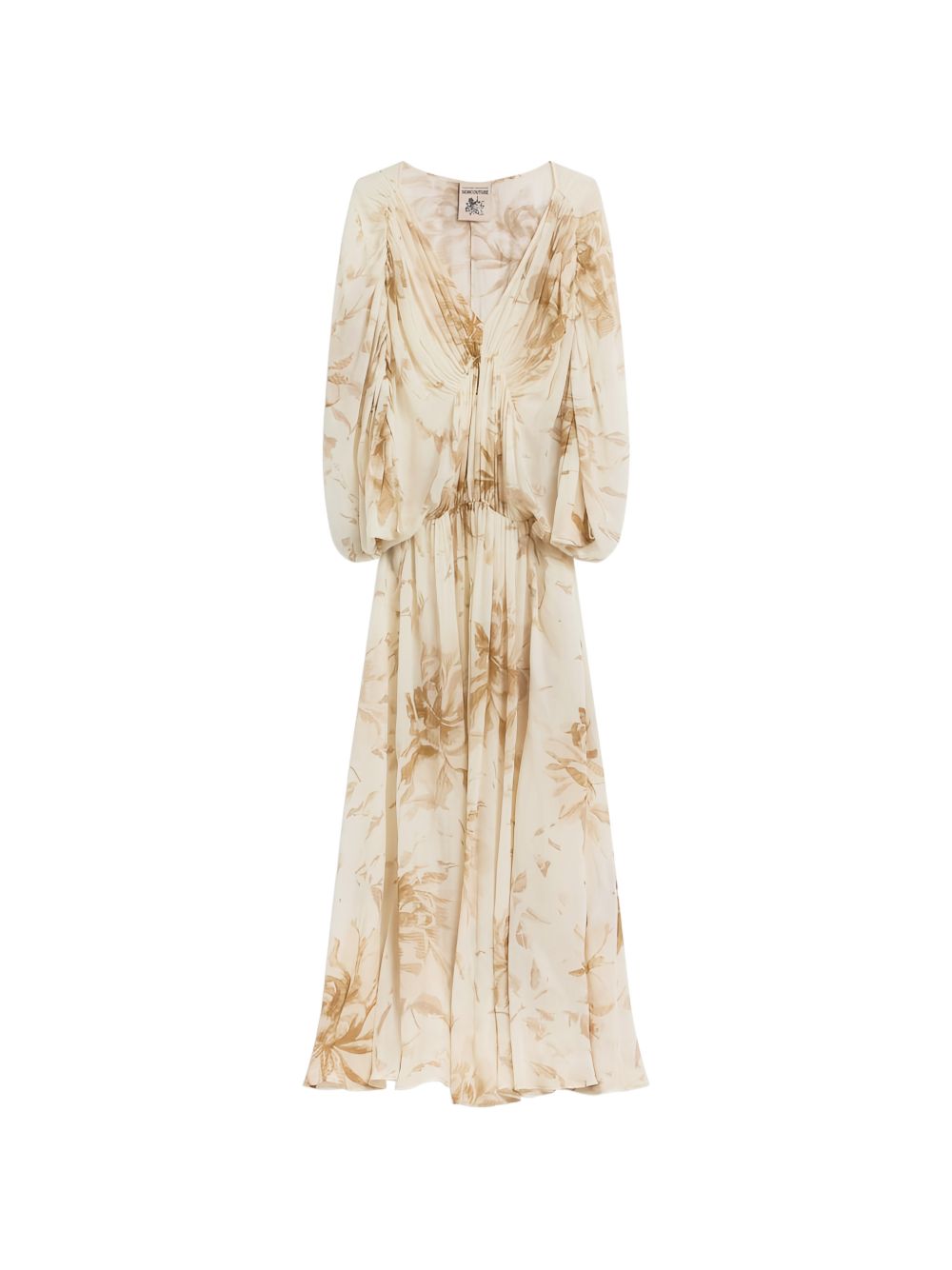 Semicouture Semicouture V-neck gathered waist long sleeves Veronica long dress