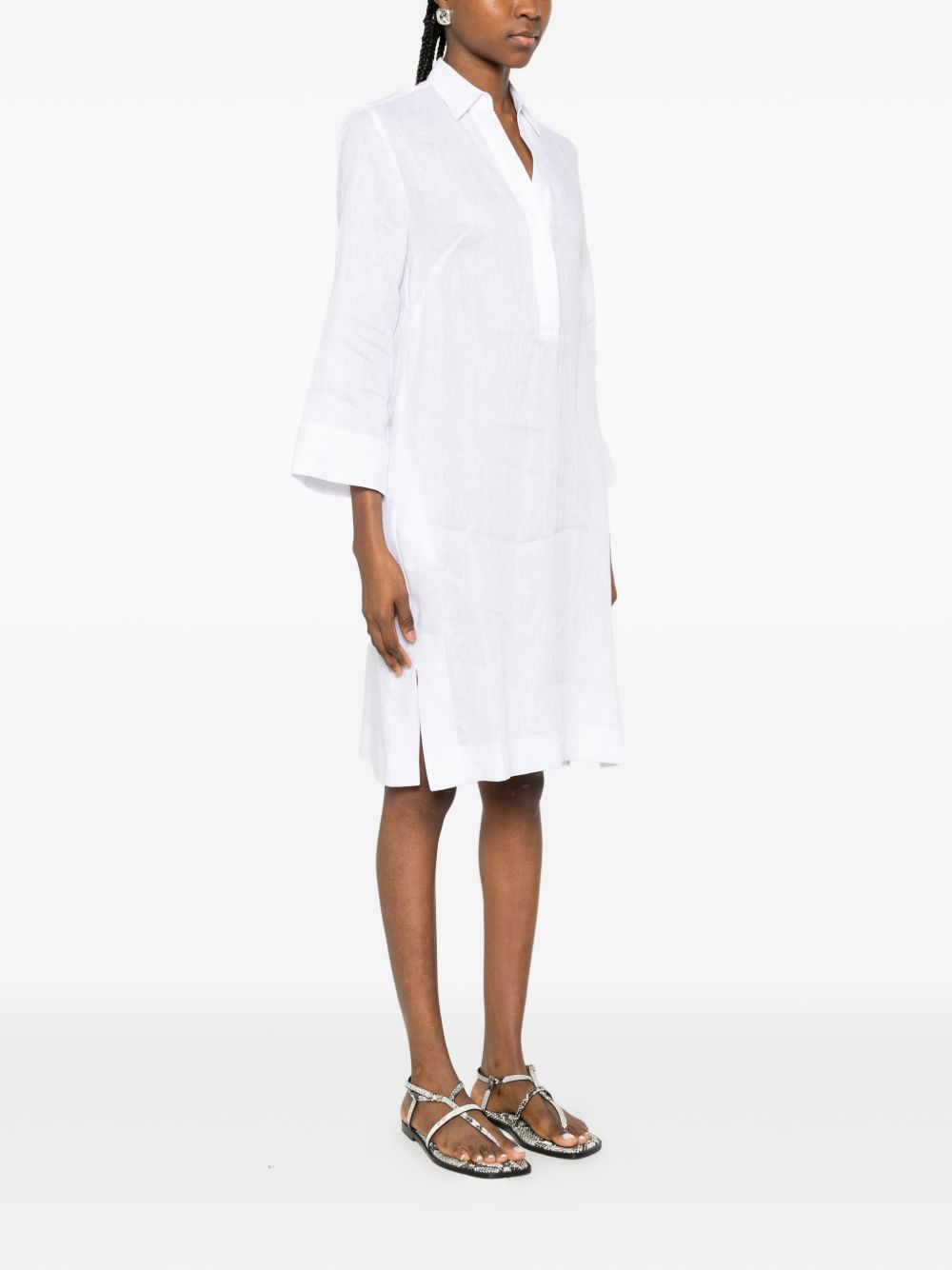 ARCHIVIO '67 Archivio '67 V-neck side slits Linen chemisier dress