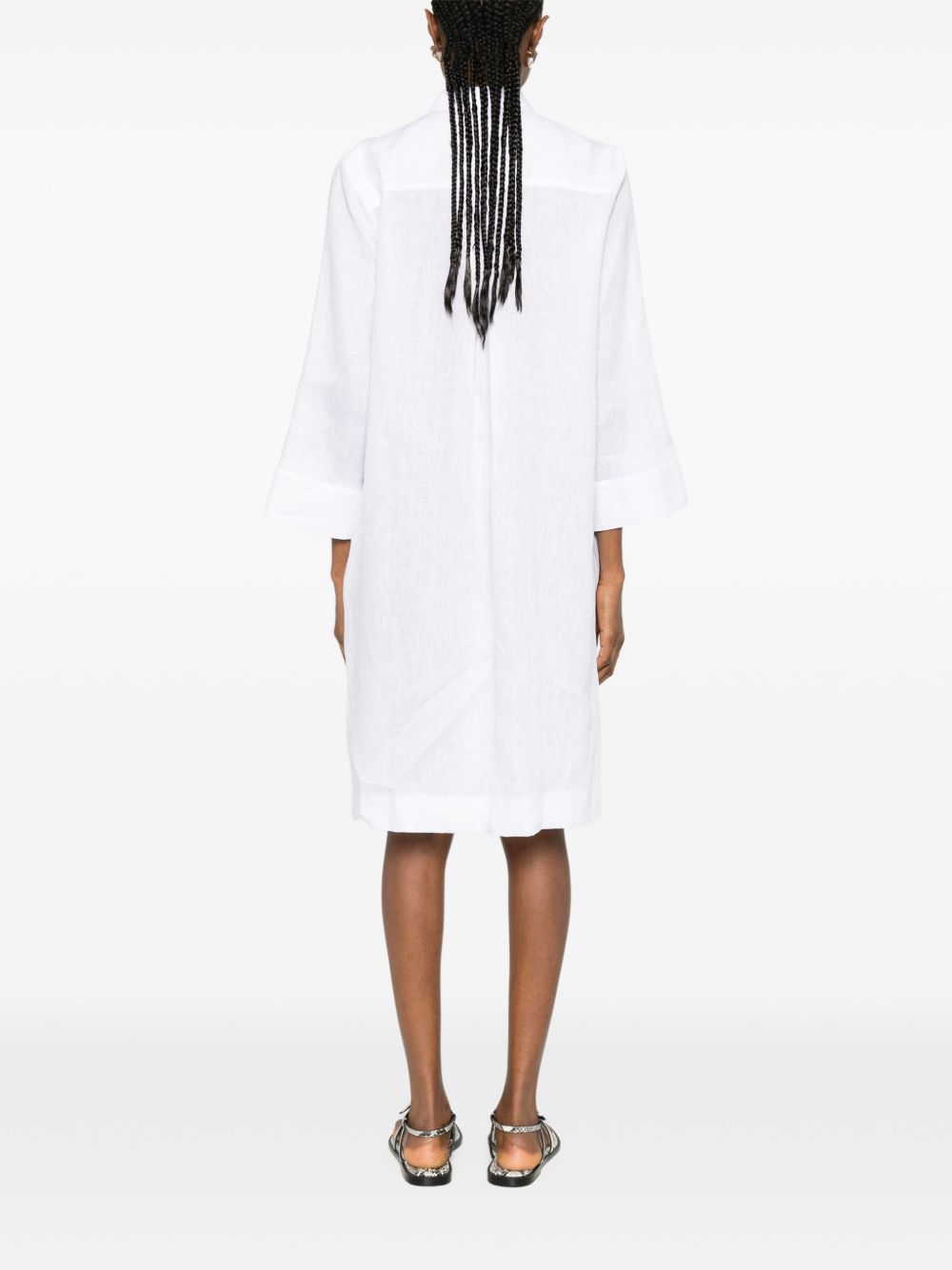 ARCHIVIO '67 Archivio '67 V-neck side slits Linen chemisier dress