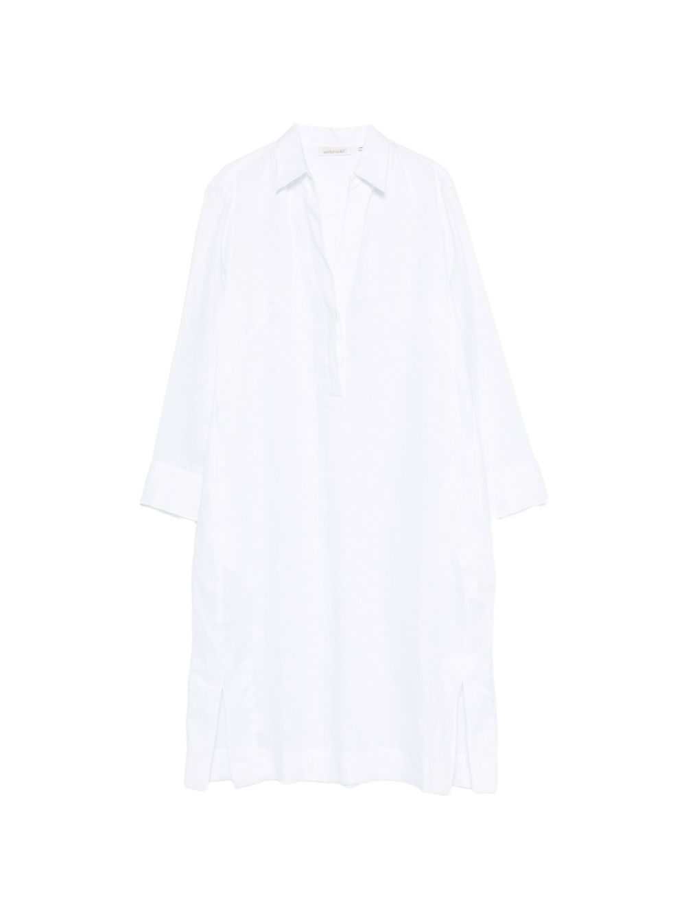 ARCHIVIO '67 Archivio '67 V-neck side slits Linen chemisier dress