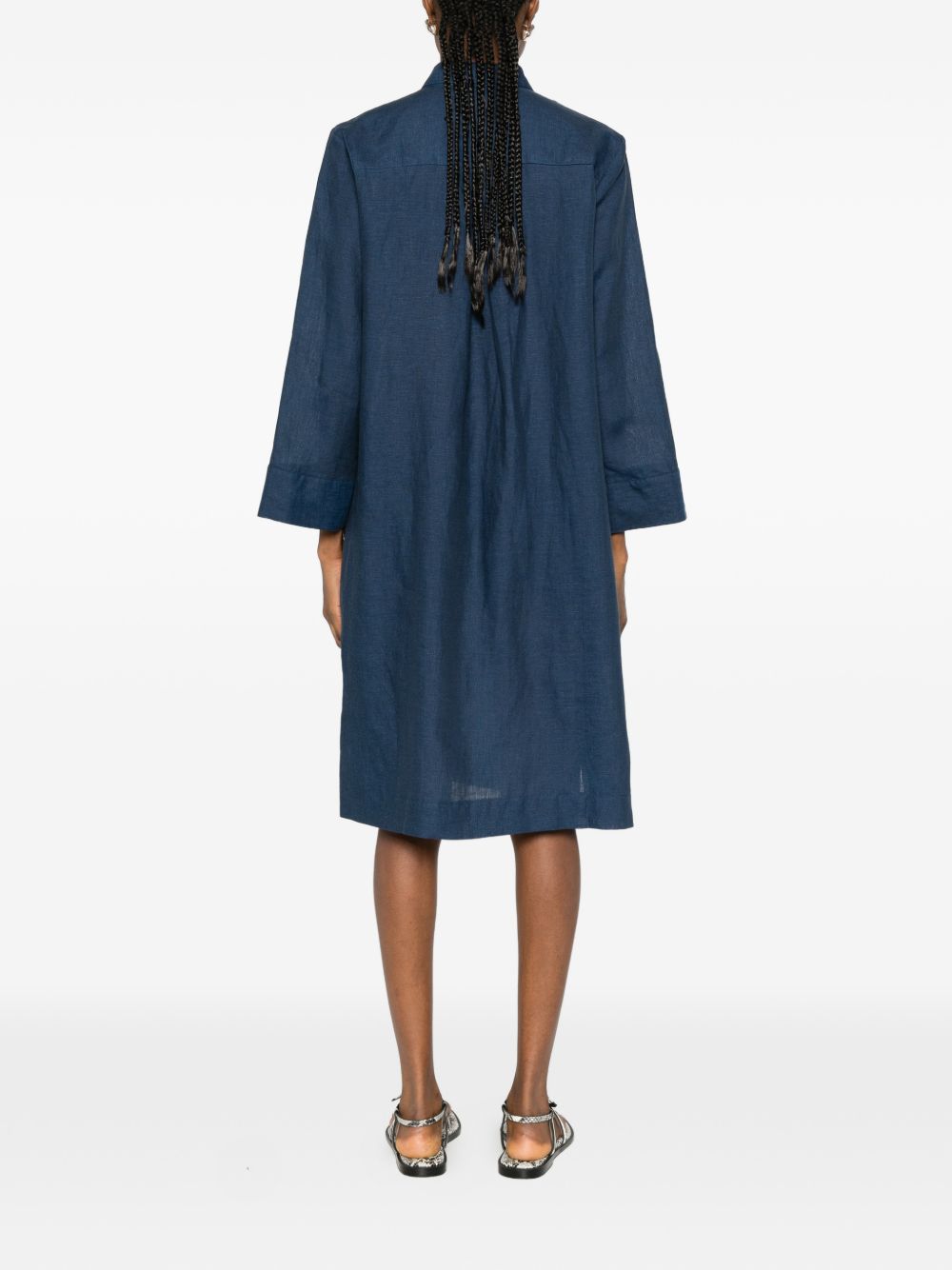 ARCHIVIO '67 Archivio '67 V-neck side slits Linen chemisier dress