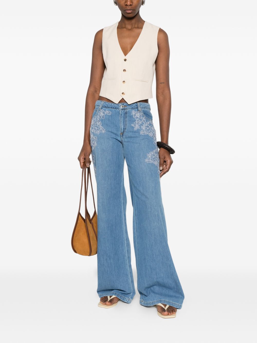 Ermanno Firenze Ermanno Firenze Embroidered denim jeans