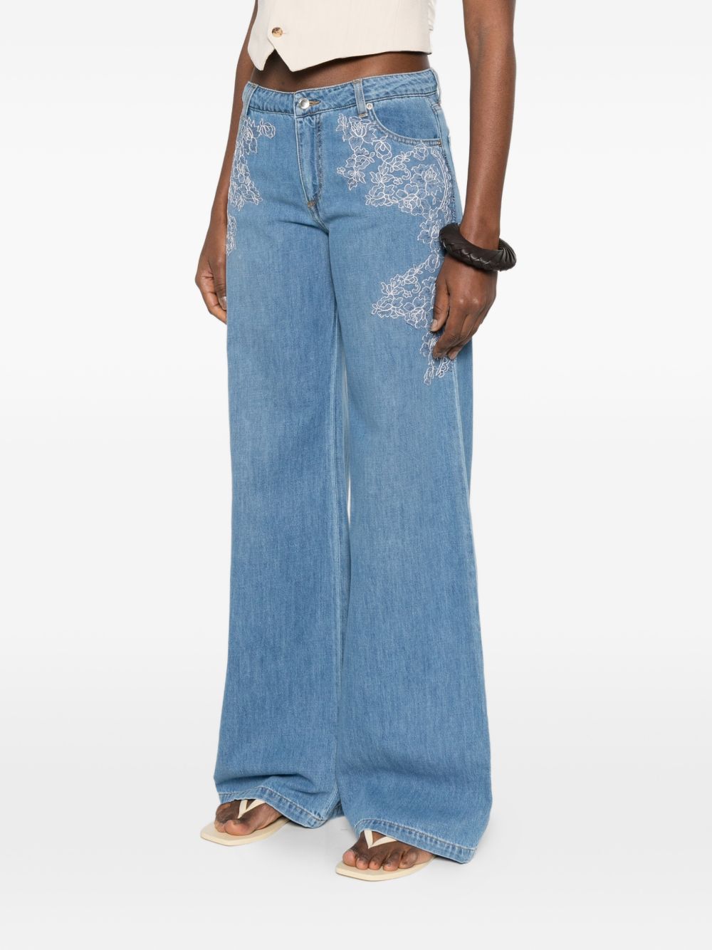 Ermanno Firenze Ermanno Firenze Embroidered denim jeans