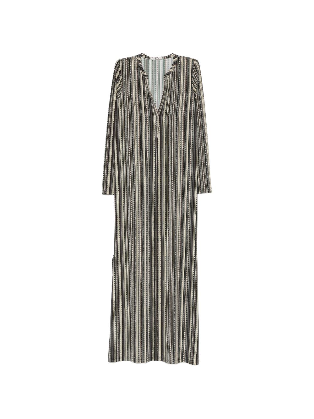 Siyu Siyu V-neck long sleeves side slits Baez kaftan dress