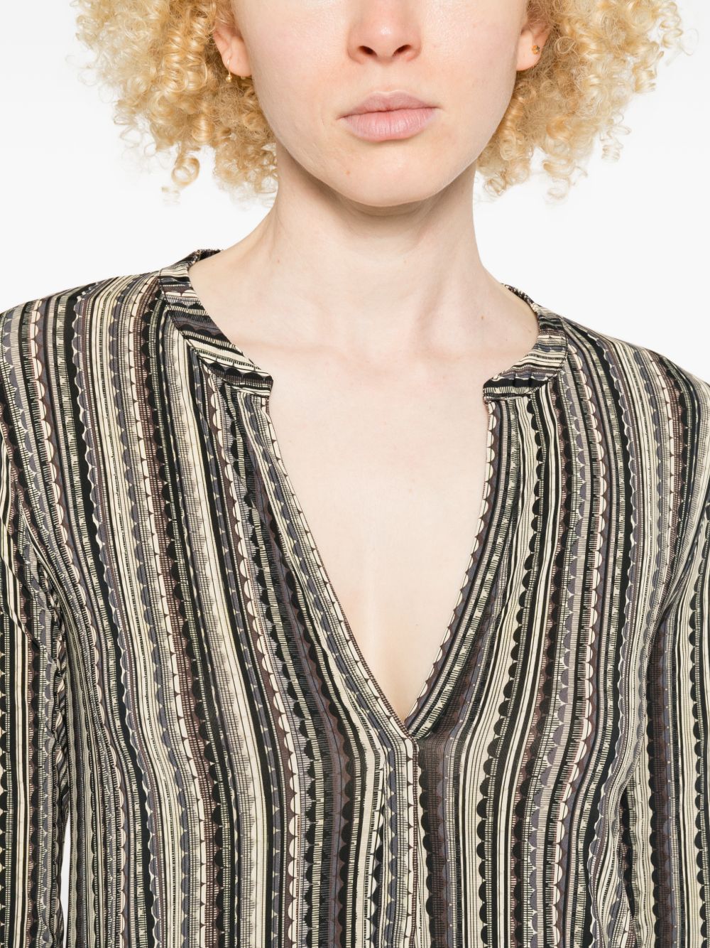Siyu Siyu V-neck long sleeves side slits Baez kaftan dress