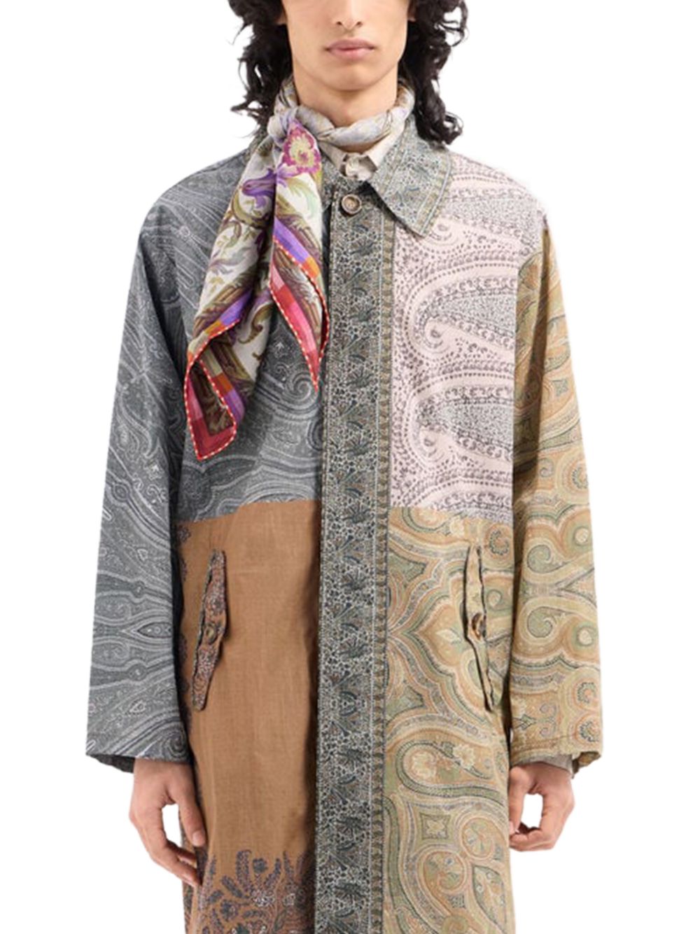 Pierre Louis Mascia Pierre Louis Mascia White, floral print, border detail Printed silk scarf