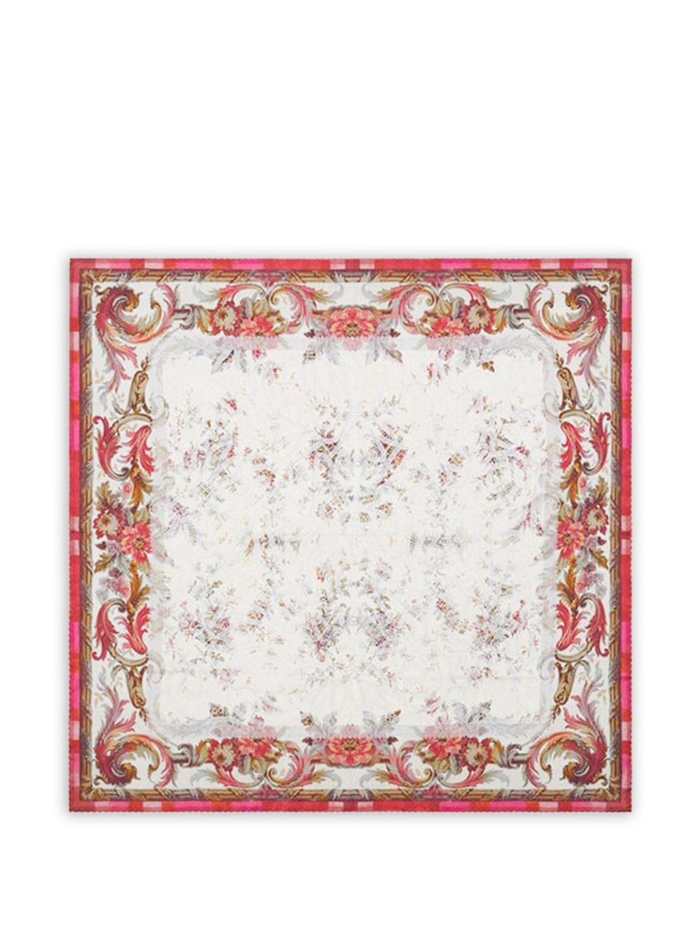 Pierre Louis Mascia Pierre Louis Mascia White, floral print, border detail Printed silk scarf