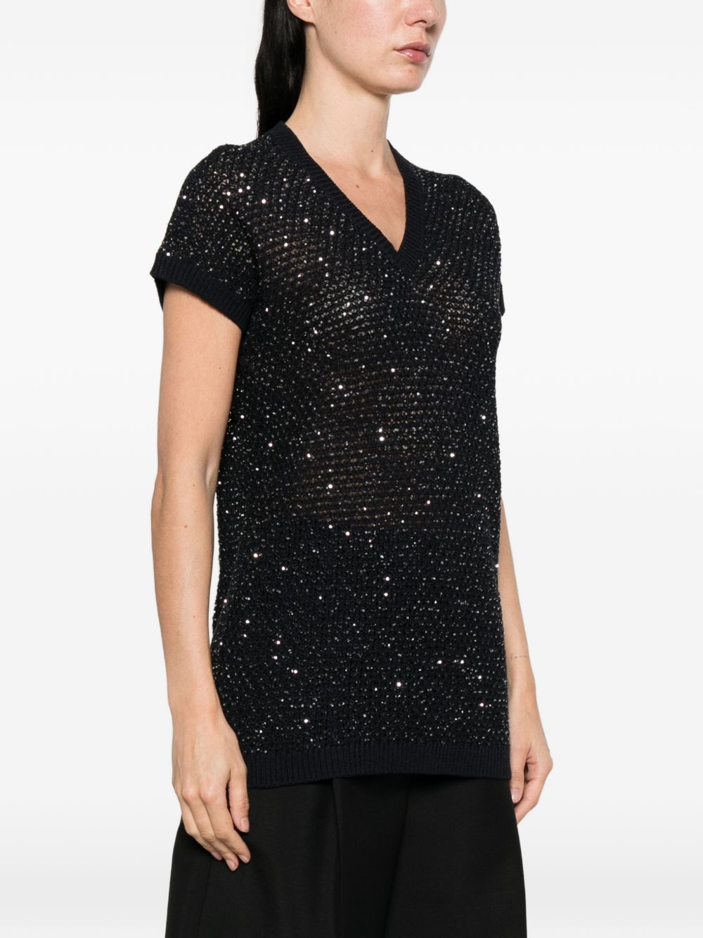 Fabiana Filippi Fabiana Filippi V-neck short sleeves Embellished v-necked top