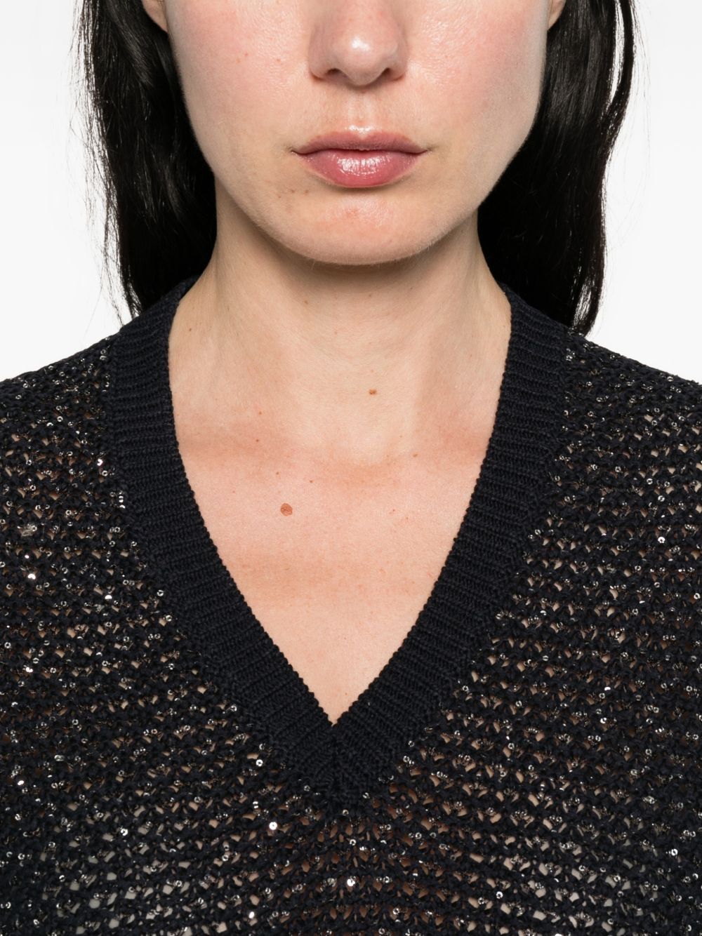 Fabiana Filippi Fabiana Filippi V-neck short sleeves Embellished v-necked top
