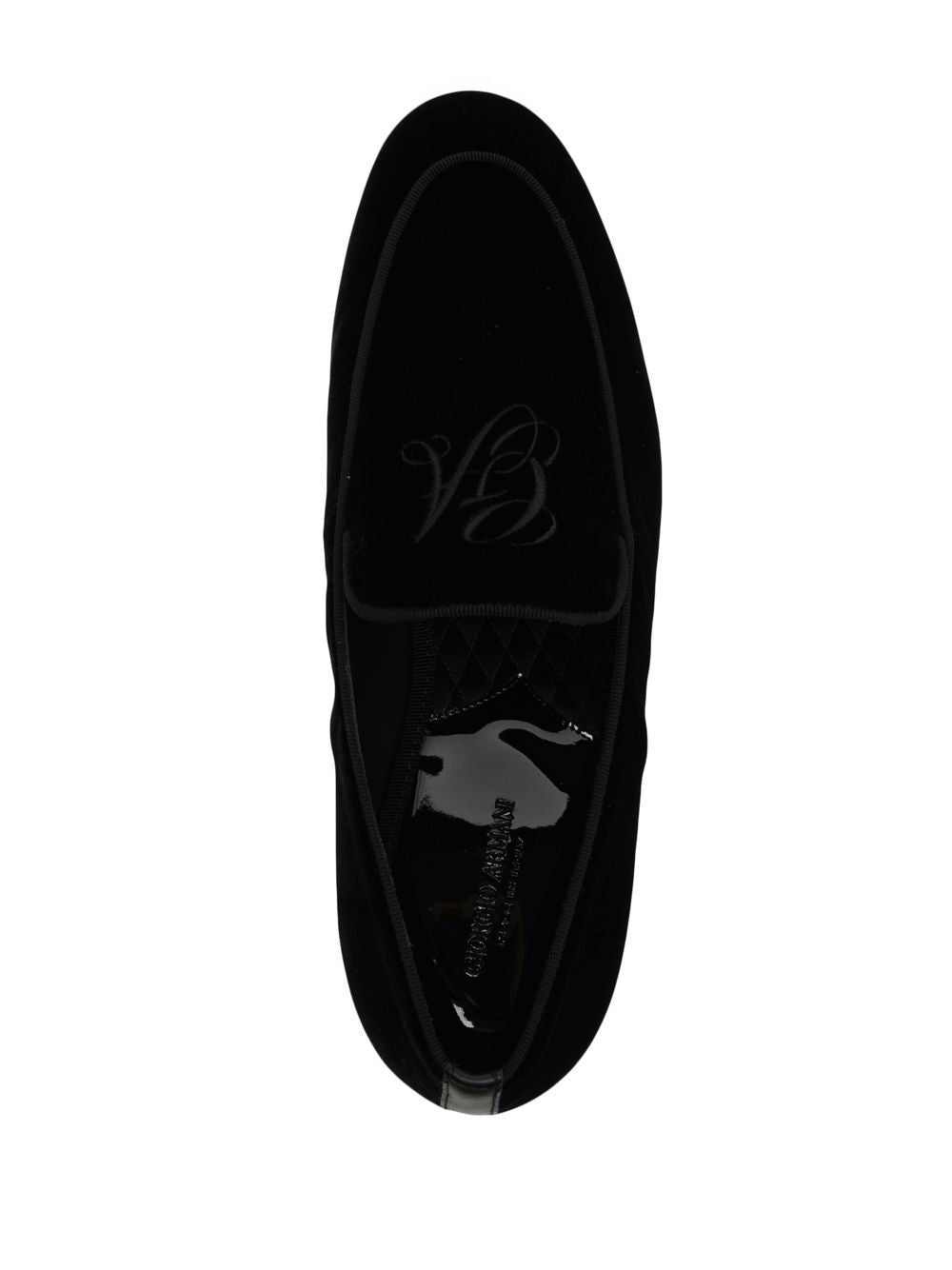 Giorgio Armani Giorgio Armani Embroidered logo velvet loafers