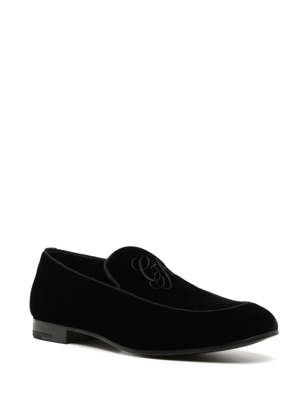 Giorgio Armani Giorgio Armani Embroidered logo velvet loafers