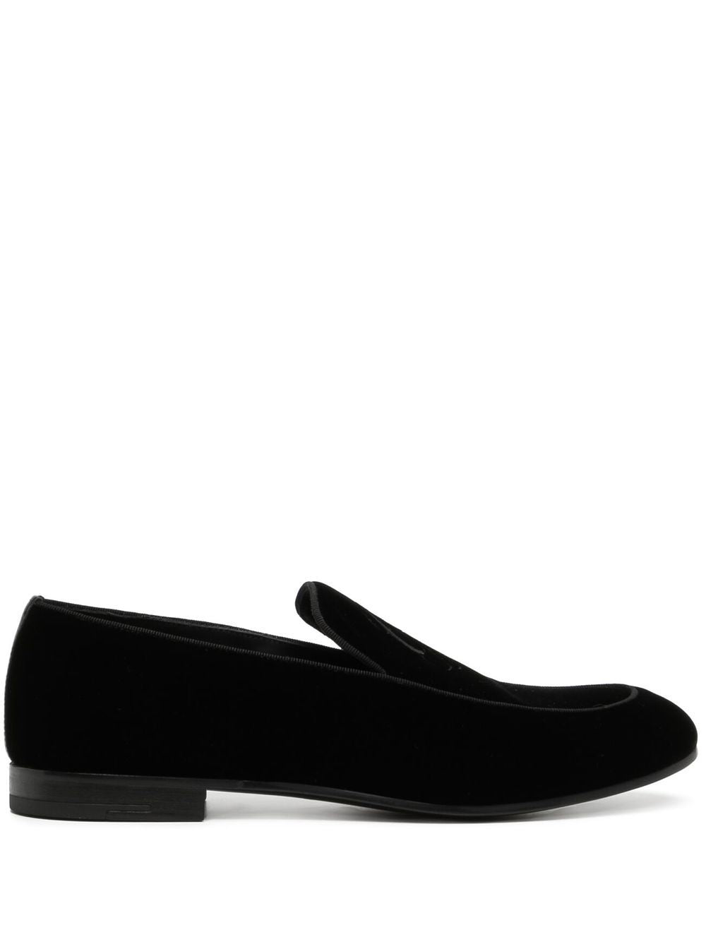 Giorgio Armani Giorgio Armani Embroidered logo velvet loafers
