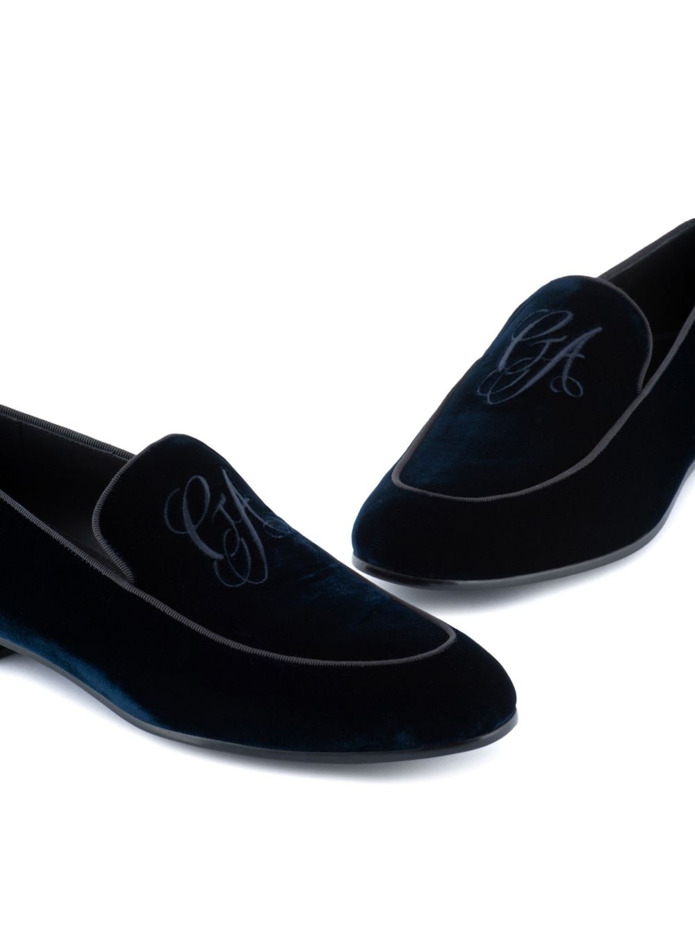 Giorgio Armani Giorgio Armani Embroidered logo velvet loafers