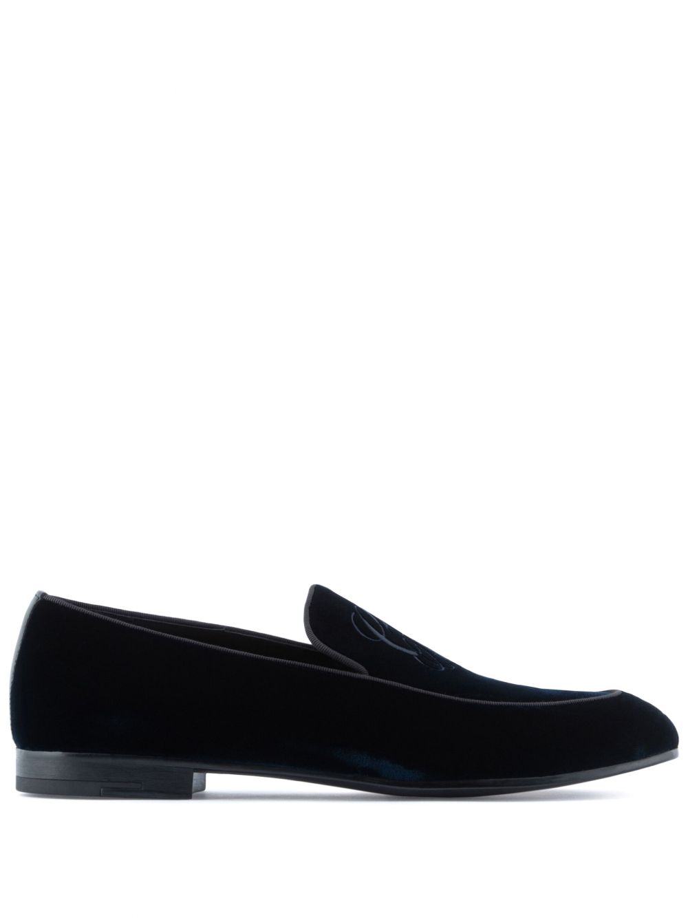 Giorgio Armani Giorgio Armani Embroidered logo velvet loafers