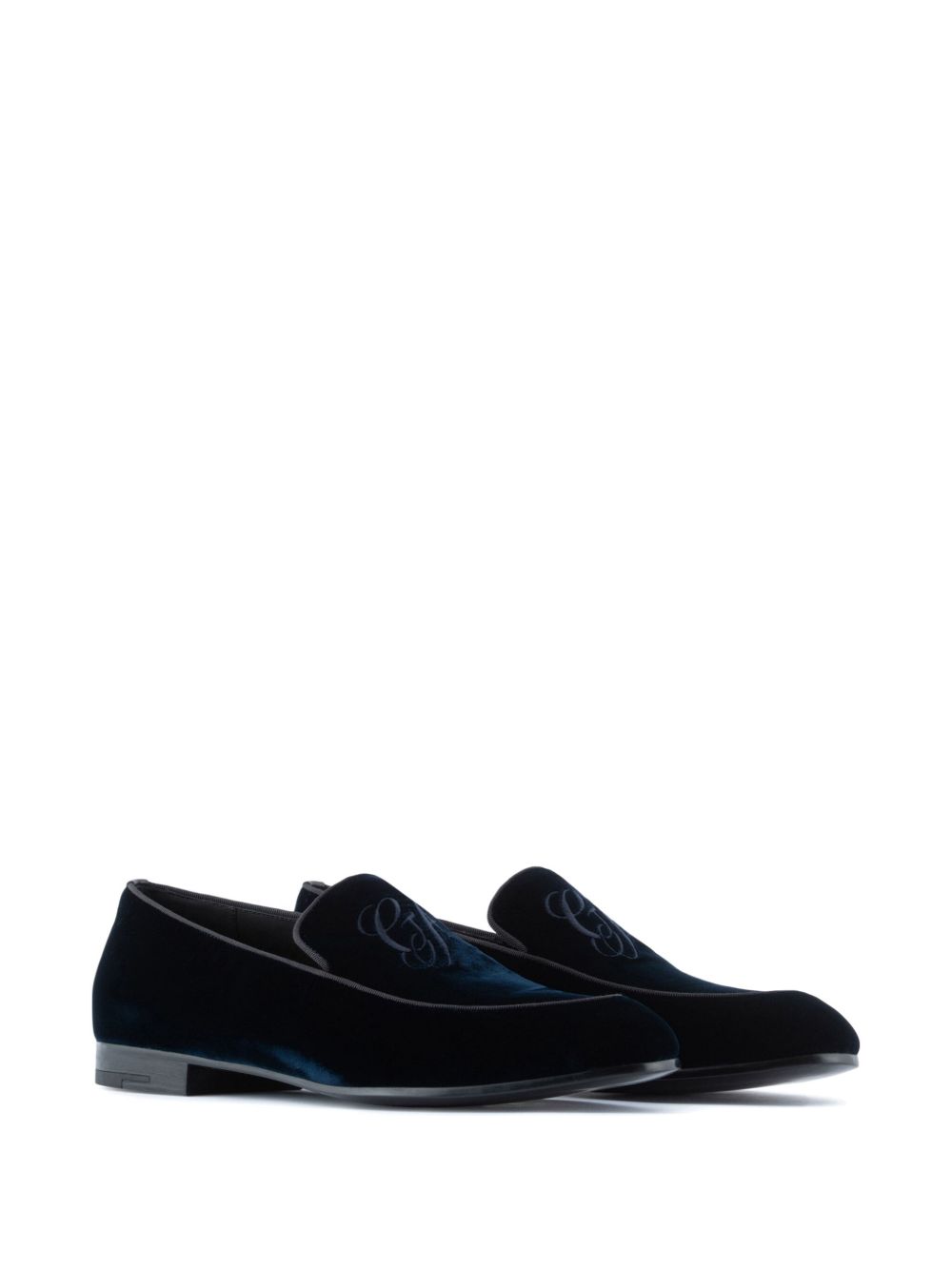 Giorgio Armani Giorgio Armani Embroidered logo velvet loafers