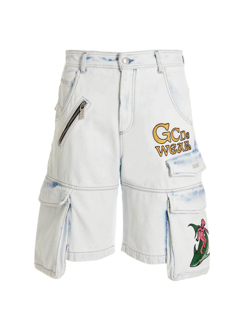 Gcds Gcds Bleached Embroidered Ultracargo Bermuda Shorts