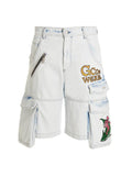 Gcds Gcds Bleached Embroidered Ultracargo Bermuda Shorts