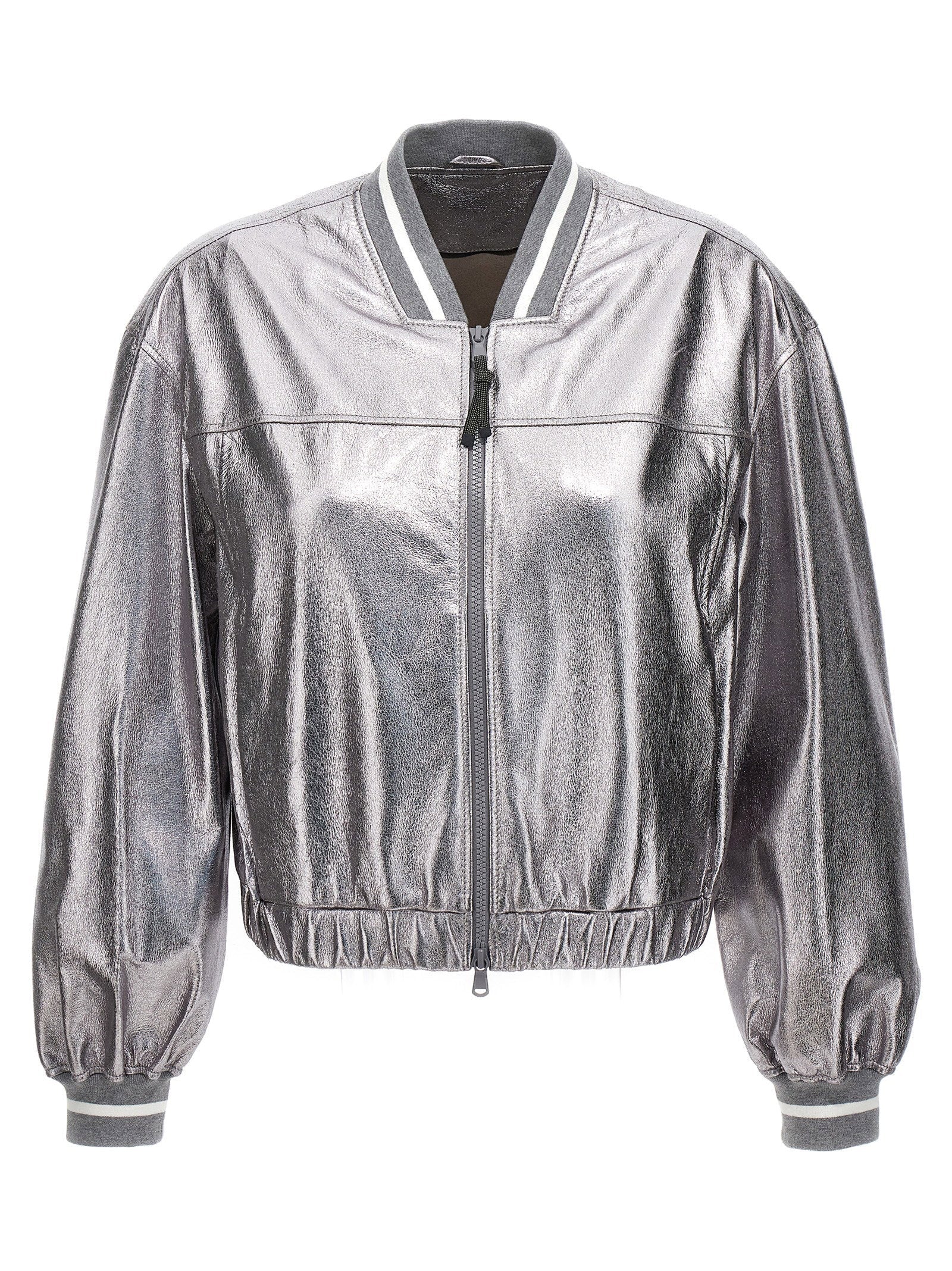 Brunello Cucinelli Brunello Cucinelli Laminated Leather Bomber Jacket