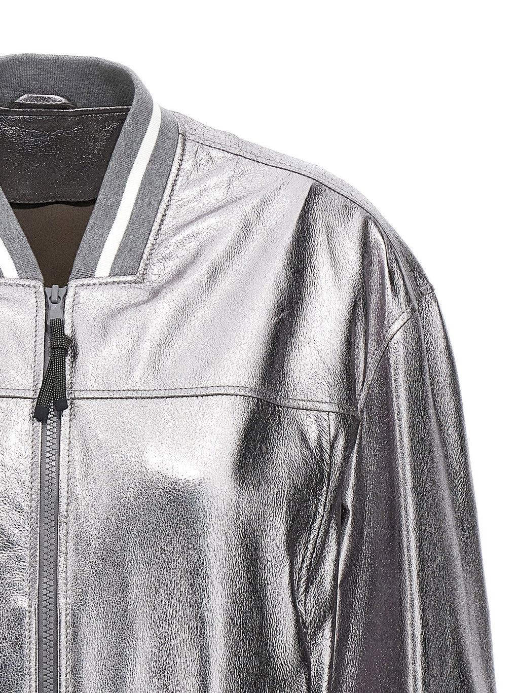 Brunello Cucinelli Brunello Cucinelli Laminated Leather Bomber Jacket