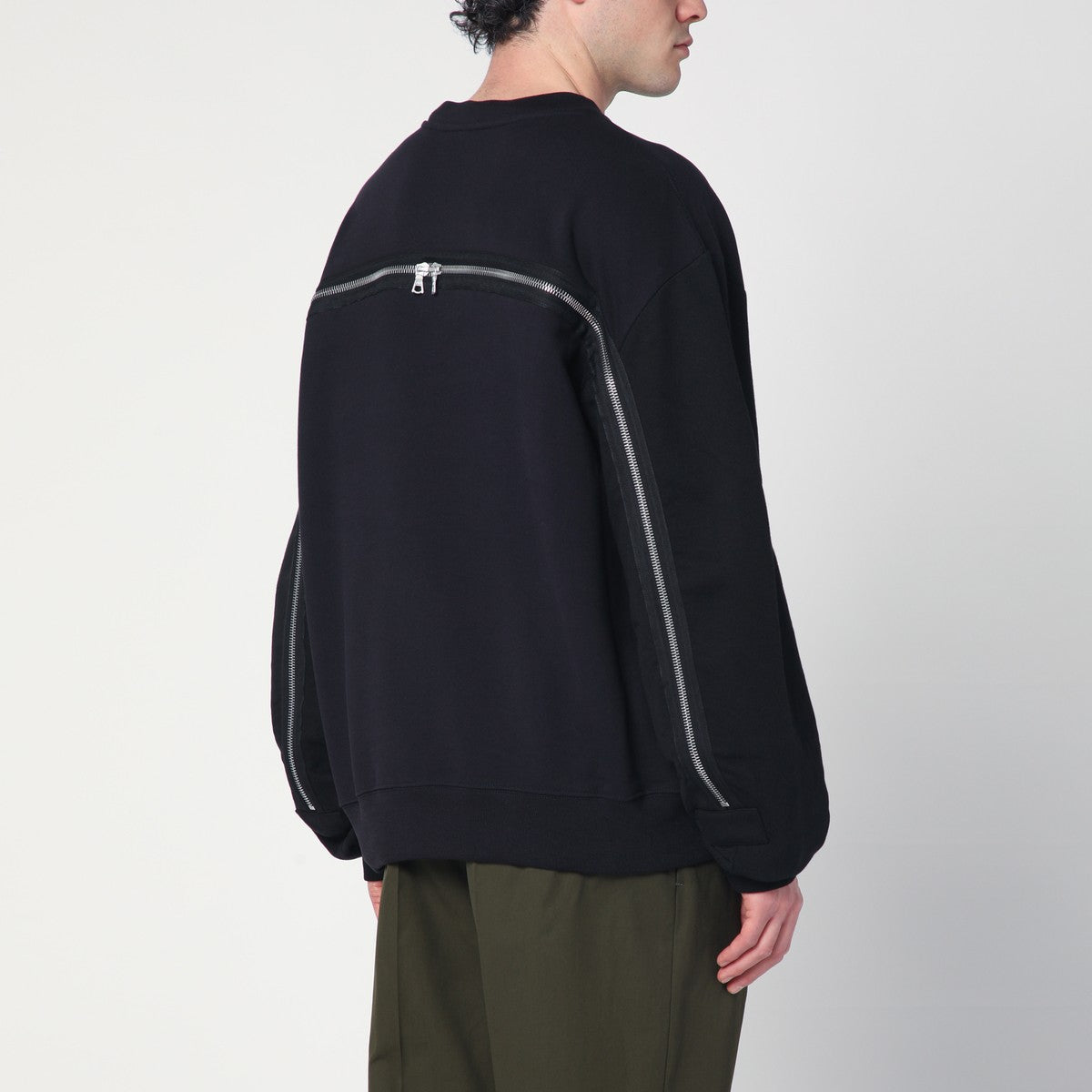Dries Van Noten Dries Van Noten Navy blue sweatshirt with zip detail