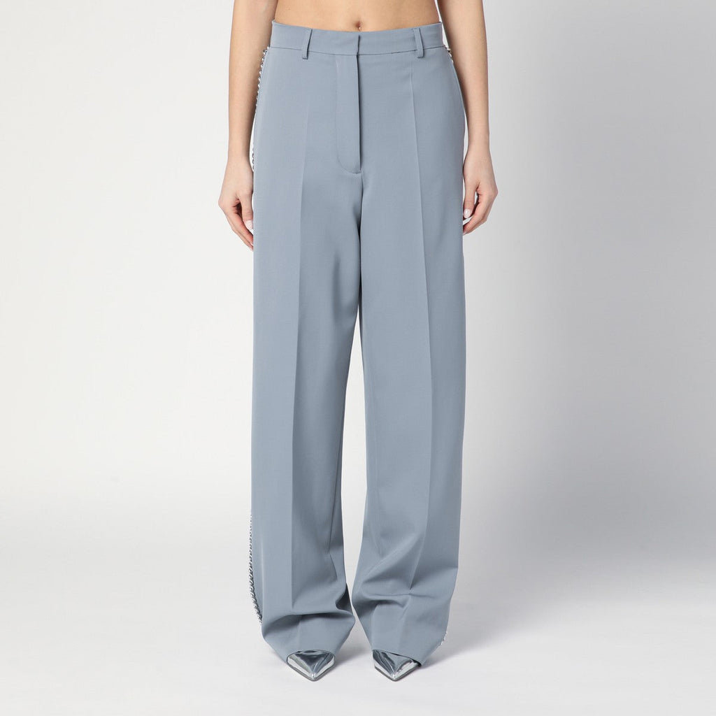 Stella McCartney Stella McCartney Wide-leg light grey Falabella pants with chain