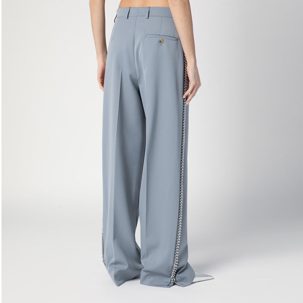Stella McCartney Stella McCartney Wide-leg light grey Falabella pants with chain