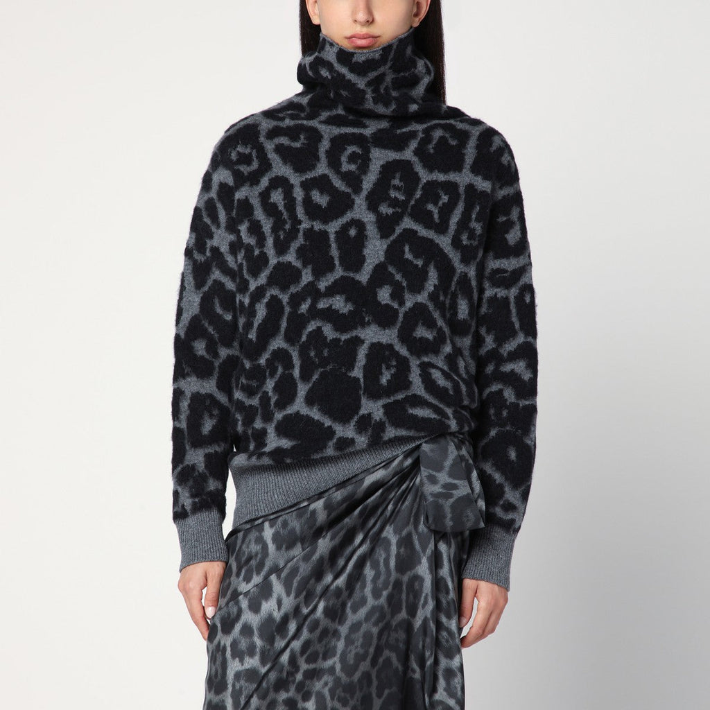 Stella McCartney Stella McCartney Leopard print turtleneck sweater in wool