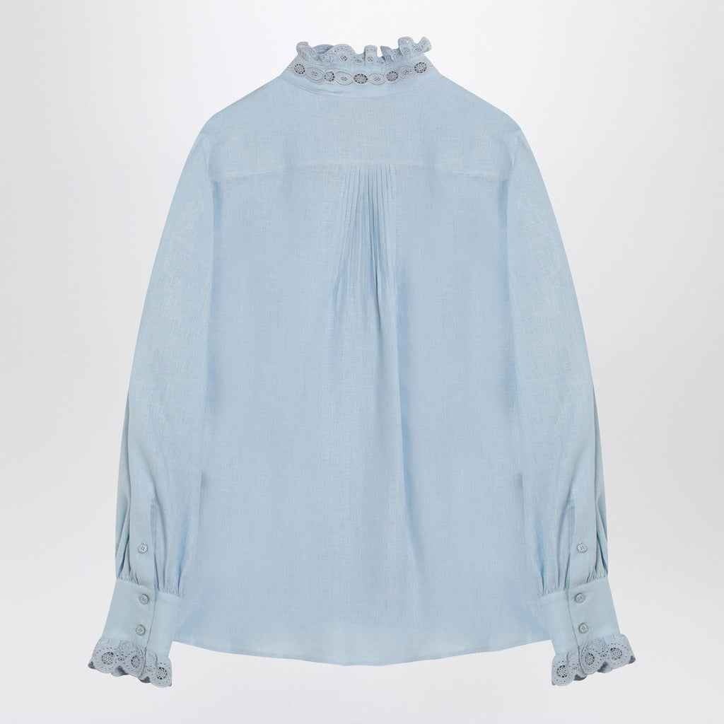 Valentino Valentino Light blue linen shirt with ruffles