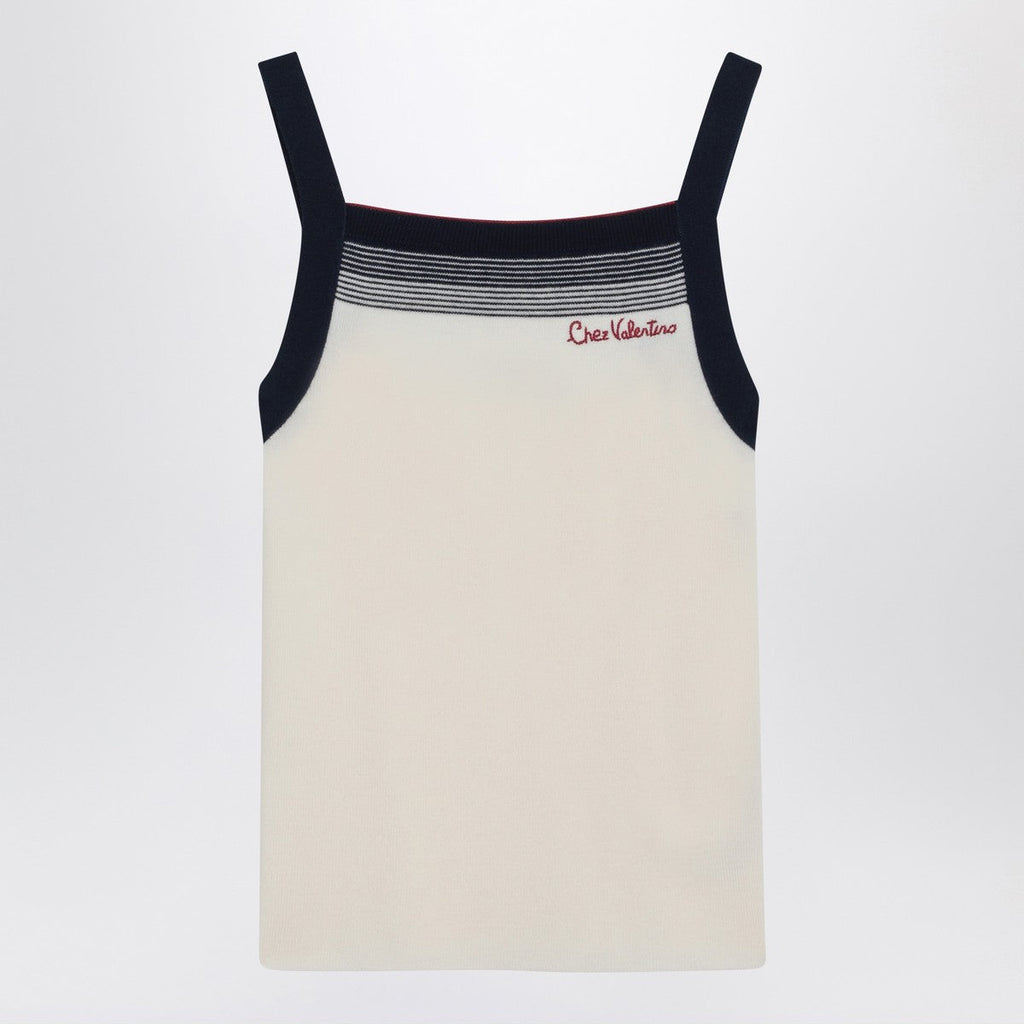 Valentino Top with Chez Valentino embroidery in wool