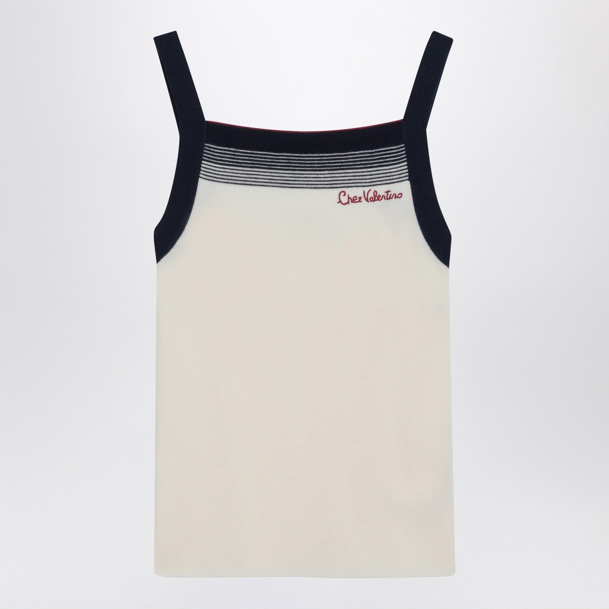 Valentino Top with Chez Valentino embroidery in wool