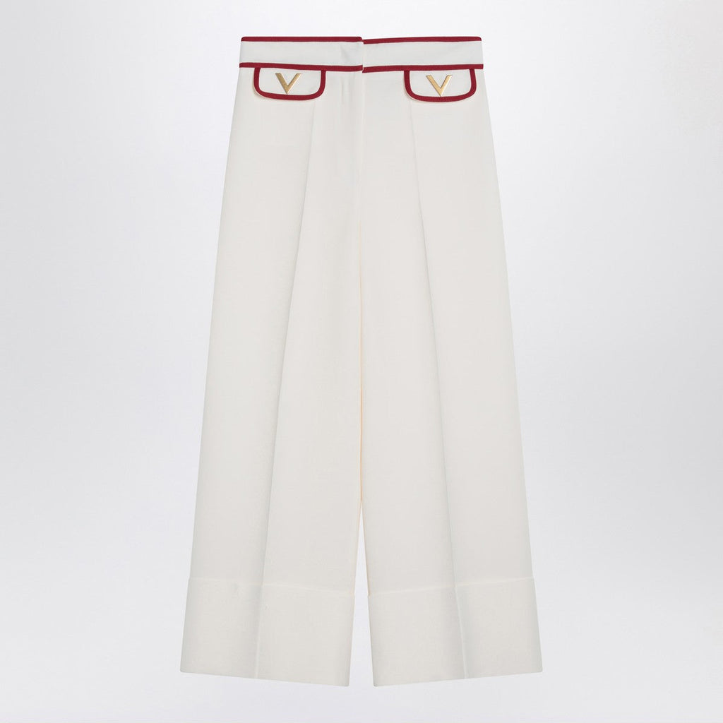 Valentino Valentino Ivory trousers with Gold V