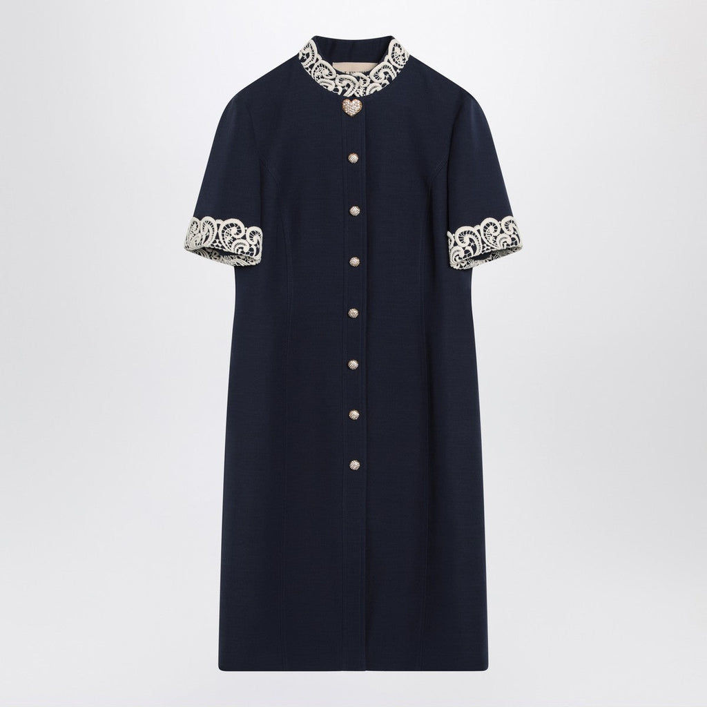 Valentino Valentino Indigo blue dress with macramé trim
