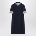 Valentino Valentino Indigo blue dress with macramé trim