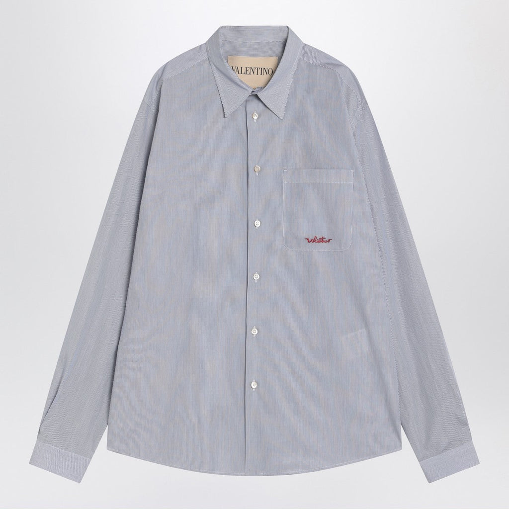 Valentino Valentino Light blue cotton shirt with logo