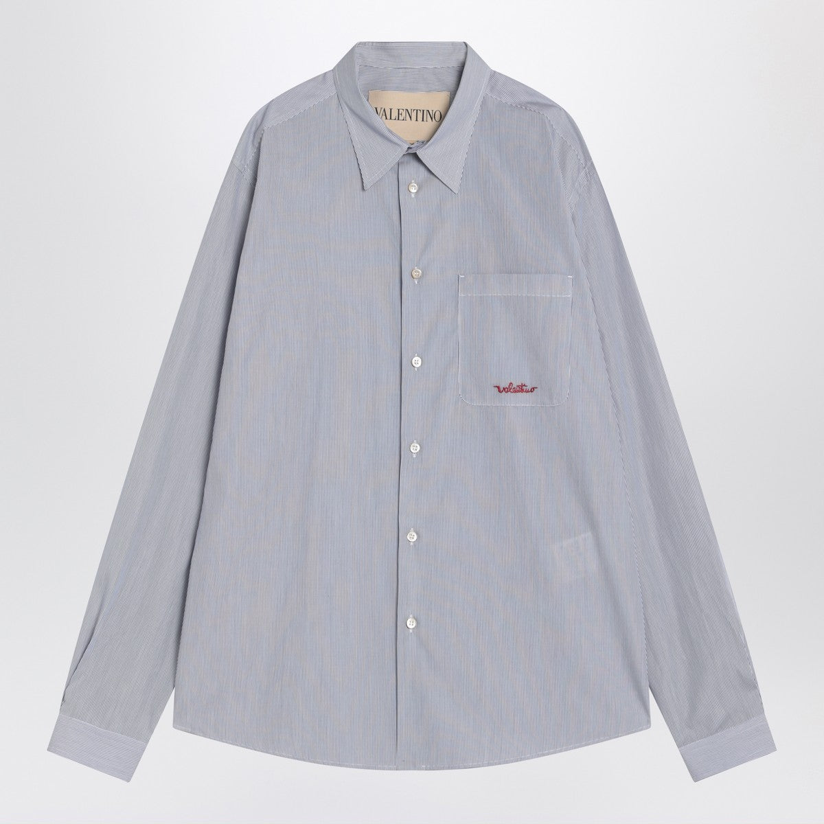 Valentino Valentino Light blue cotton shirt with logo