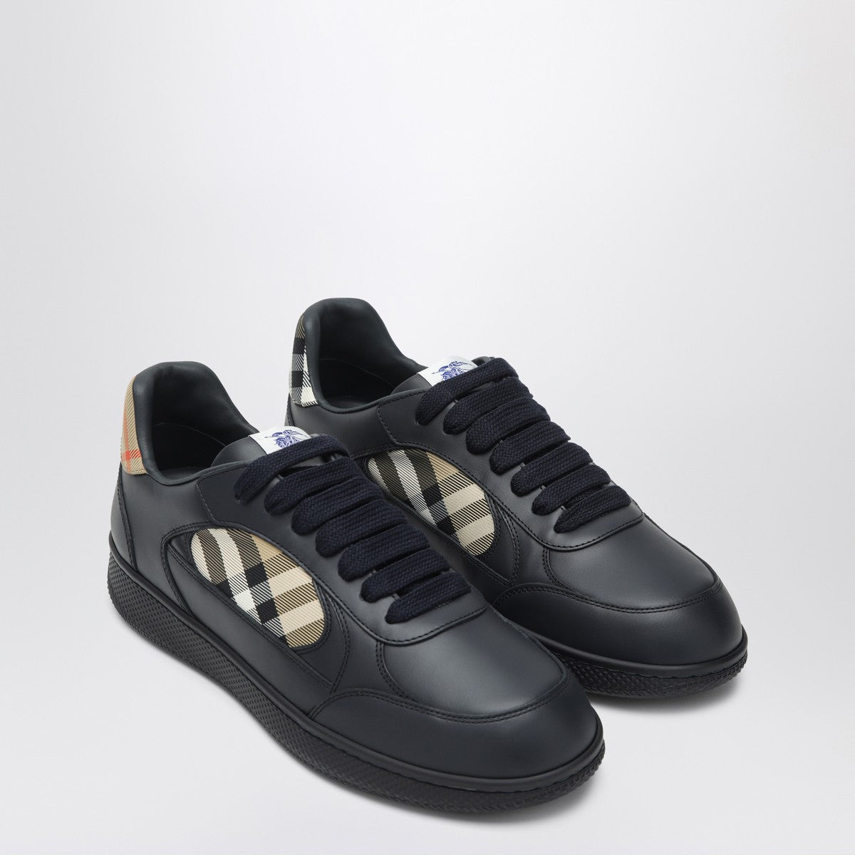 Burberry Burberry Indigo blue leather and Check sneaker Terrace
