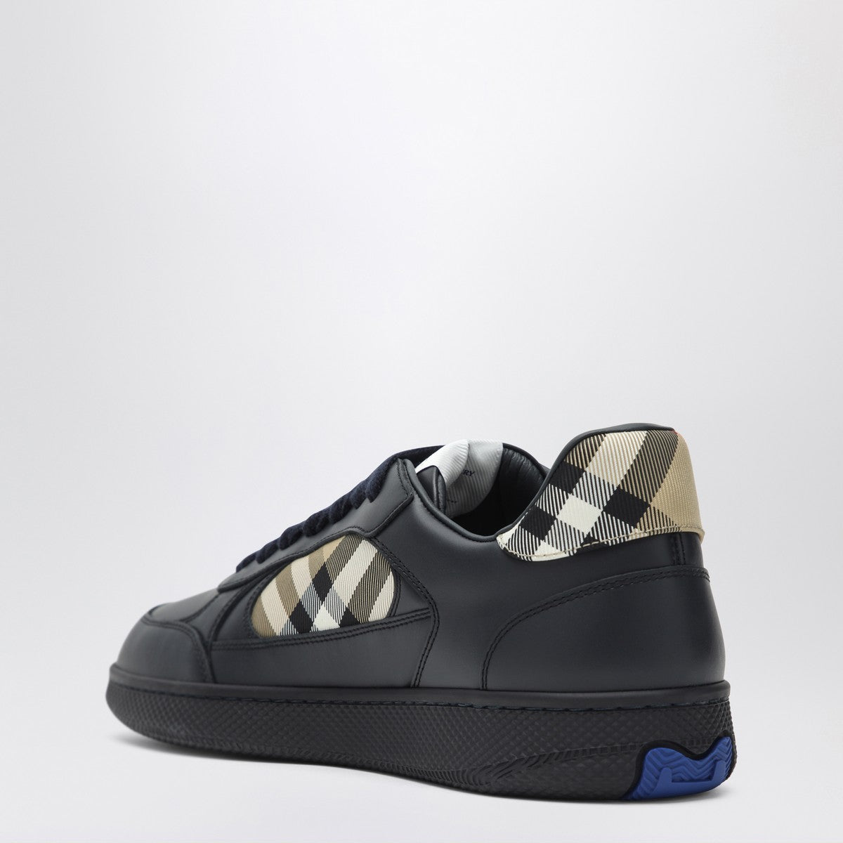 Burberry Burberry Indigo blue leather and Check sneaker Terrace