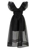 Ganni Ganni Black Organza Ruched Dress
